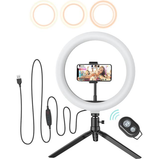 BlitzWolf BW SL3 10 inch LED Ring Light with Tripod Stand & Phone Holder Dimmable Desk Makeup Kit