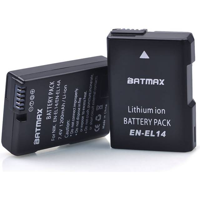 Batmax 1pc en -el14 en-el14a el14 kamerabatteri för nikon d3100 d3200 d3300 d3400 d3500 d5600 d5100 d5200 p7000 p7800 - 2 batterier