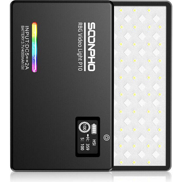 (Black) LED Video Light CRI 97 Fill Light Photography Lighting for Video Recording Shooting Studio Lamp 4000mAH Battery Type-C Port 2500K-8500K