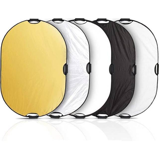 Selens 5 in 1 Oval Light Reflector 80 x 120 cm Foldable Portable with Handle, Studio and Outdoor Photography Lighting, Black, White, Gold, Silver,
