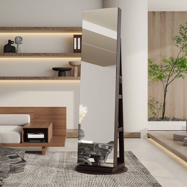 Edgemont Free-standing Jewelry Armoire - Brown (61cm H X 14.5cm W X 21.6cm D)