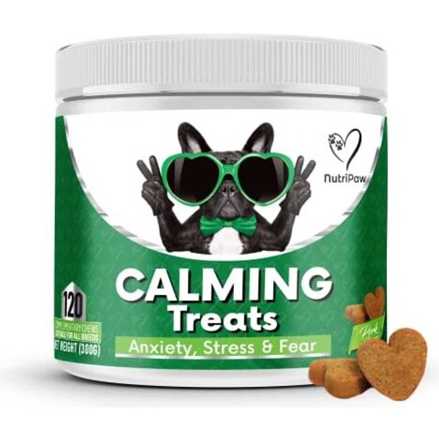 NutriPaw Calming Treats For Dogs - Reduce Stress, Fear, Separation Anxiety, Barking, Hyperactivity, Reactivity, Aggression, Travel Issues - Relaxation