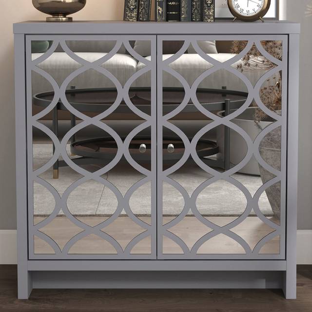 GFW Arianna 2 Door Cool Grey Sideboard - 39.8 x 79 x 77.6cm