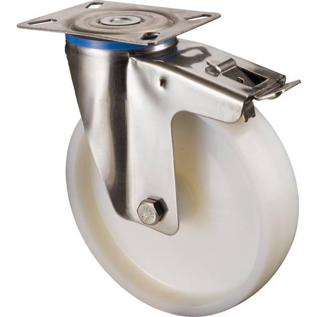 Lenkrolle D.150mm Trgf.300, kg m.Feststeller Ku.Platte L129xB106mm