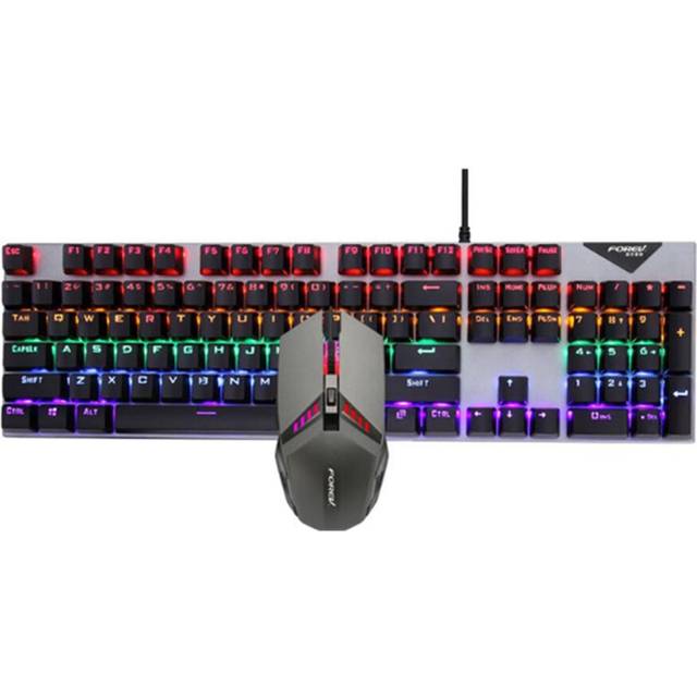 K64 104-key Silver Real Manipulator Feel Wired Keyboard and Mouse Set Desktop Computer Notebook Gaming Home Office Keyboard