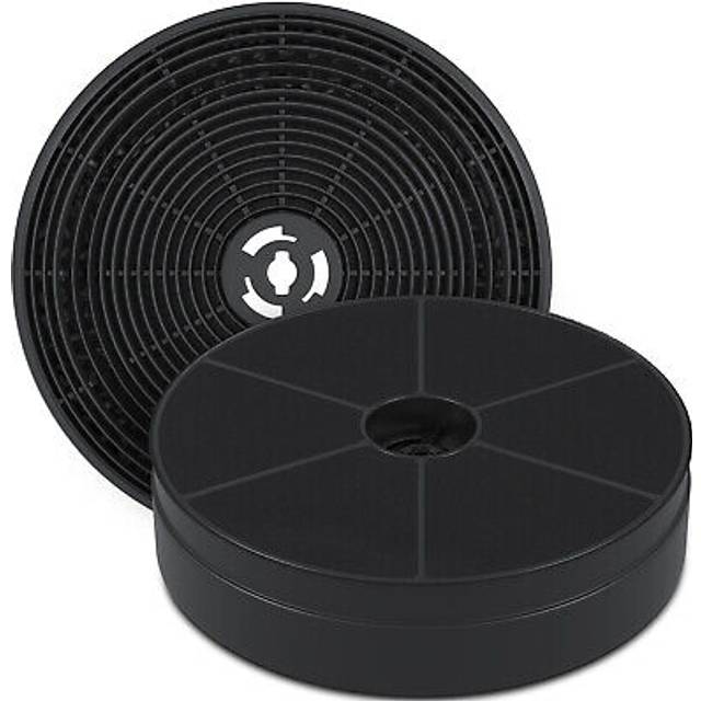 VIOKS Aktivt kolfilter 17,2 x 17,2 x 4,3 cm, set med 2 st. ersättningsfilter för köksfläkt, för AKPO 90, WK-4, WK-5, WK-7, reservdel för rund köksfläkt med aktivt kol