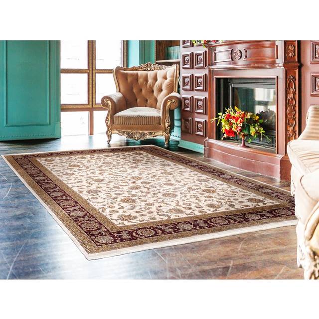 Fleet Power Loom Beige/Red Rug (Rectangle 140 x 190cm)