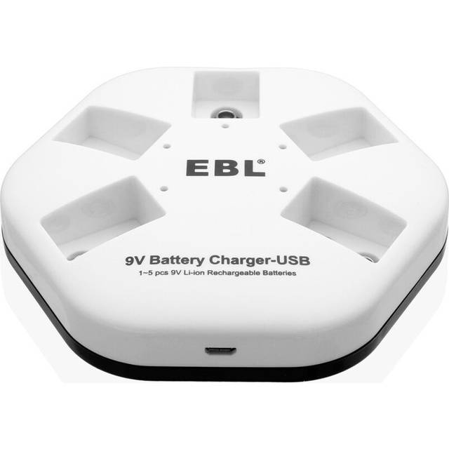 EBL 9V Batteries 5 Slot 9V NiMH Rechargeable Battery Charger for 9V Batteries - Battery Not Included!