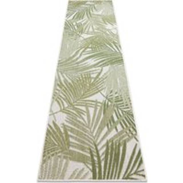 Carpet, Runner sisal sion Palm leaves, tropical 2837 Flat woven ecru / green green 70x200 cm