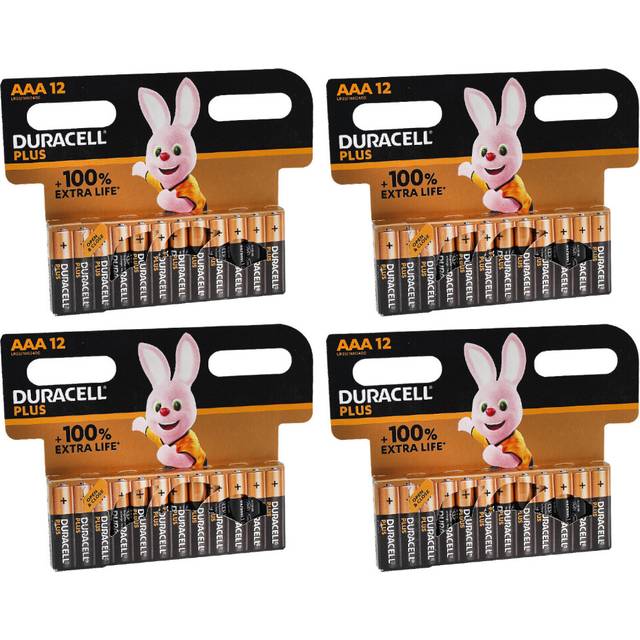 (48) Pack 12 Duracell Plus AAA Alkaline Power Battery 1.5v LR3 MN2400 100% Extra Life