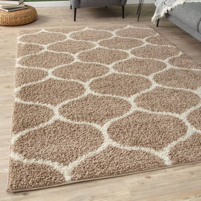 Myshaggy Collection Rugs Trellis Design in Beige - 384 BI - 140cm x 200cm