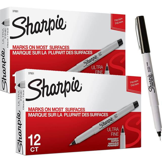 SHARPIE 37001 Permanent Markers  Ultra Fine Point  Black  24 Count