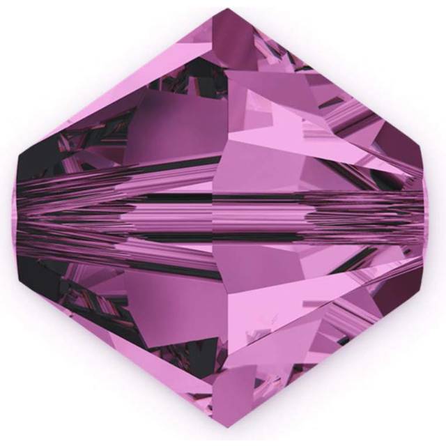 100pcs Authentic Swarovski Crystals 5328 Xilion 3mm 0.12 inch Small Bicone Crystal Beads for Jewelry Craft Making Amethyst SWA-b311