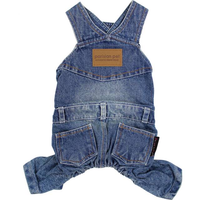 Parisian Pet Denim Overall - Blue Dog Jeans Outfit - Breathable Puppy Jumpsuit Costumes - Machine Washable Overall for Dogs - Dog Clothes for Medium S