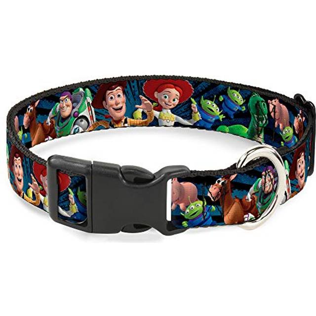 "Plastic Clip Collar - Toy Story Characters Running2 Denim Rays - 1"" Wide - Fits 9-15"" Neck - Small"