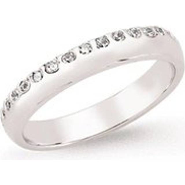 (N) Jewelco London Ladies Rhodium Plated Sterling Silver Cubic Zirconia Pave Knife Edge Eternity Ring