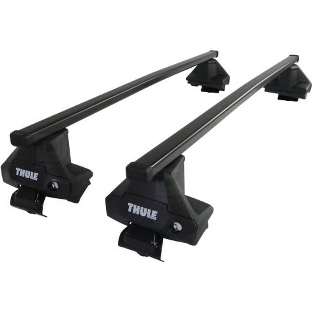 Thule Roof Bars for Renault Clio Hatchback Mk.4 2013 - 2019 (No Roof Rails) | SquareBar Evo Black Steel Car Roof Rack