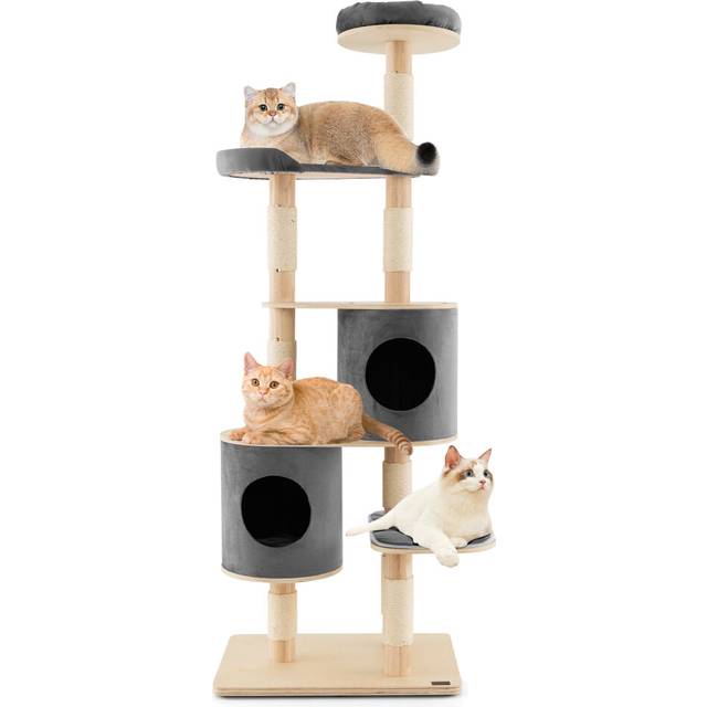 (190cm, Wooden) 6-Tier Cat Tree Tower w/Condo & Sisal Scratching Posts