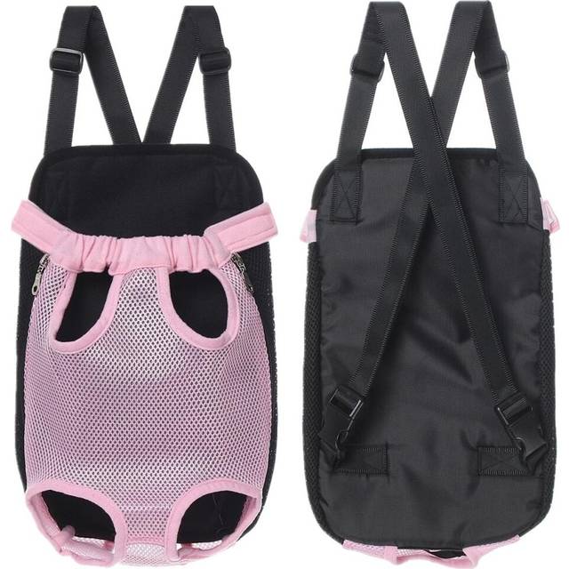 (Pink, M) S-XL Size Adjustable Pet Puppy Dog Cat Net Canvas Backpack Front Tote Carrier Travel Shoulder Bag