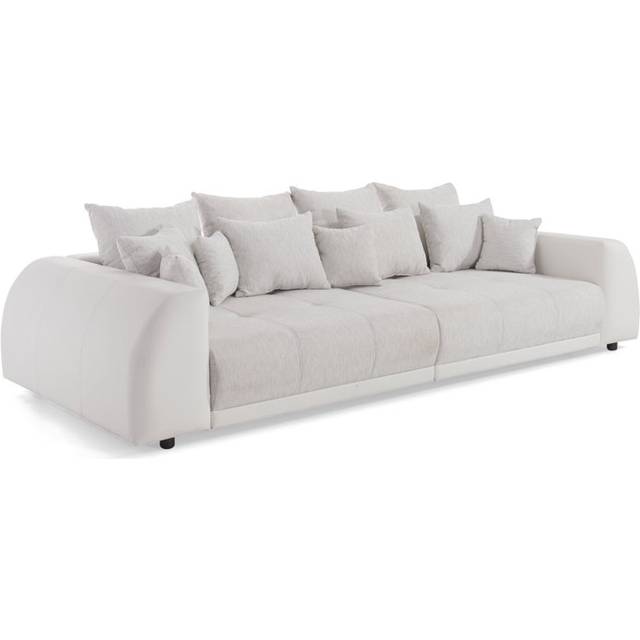 Big Sofa Beeliar 4 Seater Boxspring Lounge Sofa with Many Loose Cushions - White;Cream (62cm H X 270cm W X 135cm D)