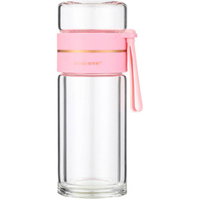 Double Glass Tea Filler Tea Mug With Filler Portable Tea Mug For Bulk Tea Travel Tea Mug With Strainer Dual Purpose Tea Mug - Pink