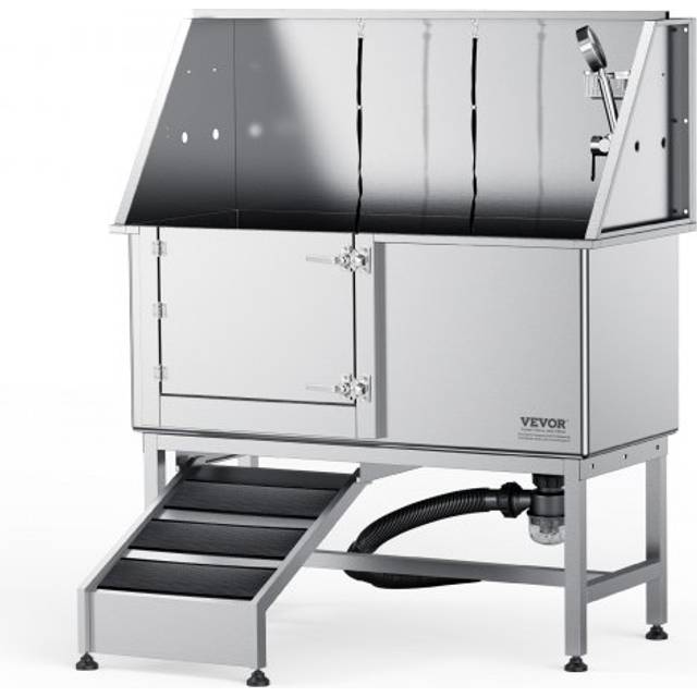 VEVOR Professionelle Hundepflegewanne 1270mm Edelstahl Tierbadewanne Hundewaschstation 150kg Hunden Pflege Dusche Hundewaschanlage Haustierpflegewanne mit linker T&#xFC;r Hundedusche Waschwanne