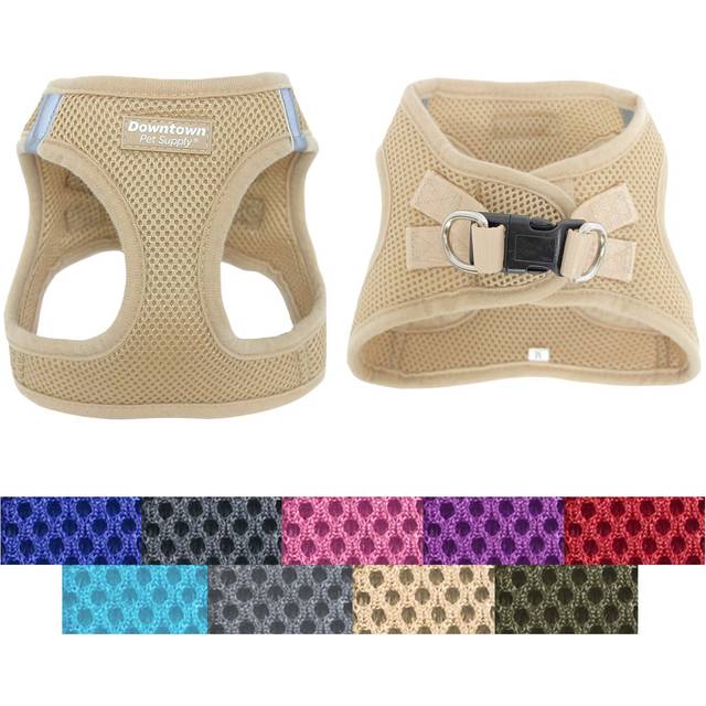 Downtown Pet Supply Step in Dog Harness for Small Dogs No Pull  Small  Khaki - Adjustable Harness with Padded Mesh Fabric and Reflective Trim - Buckle