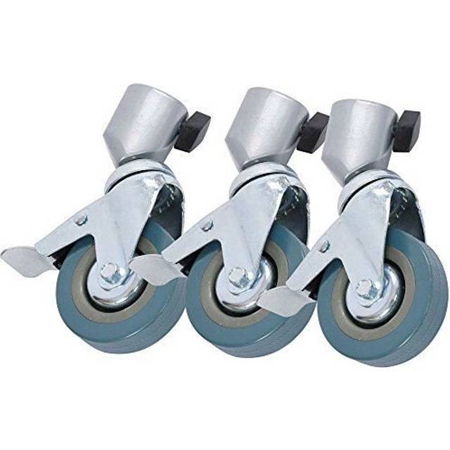 "3 Packs Lockable Rubber Tripod Stand Swivel 3"" Caster Wheel with Brake for 22mm dia legs Studio Lighting Kit"