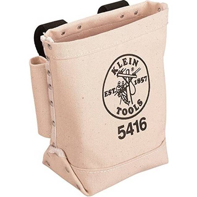 Klein Tools 5416 Tool Pouch, Small Tool Bag for Bolt Storage with Bull Pin Loops and Belt Strap Connect, 5 x 10 x 9-Inch