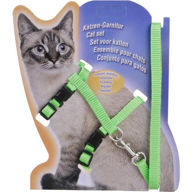 Sällskapsdjur katt krage sele och koppel justerbar nylon sällskapsdjur dragkraft hund kattunge halter krage katter produkter för katt sele sele - Grön