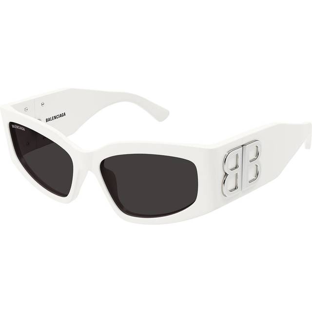 Balenciaga Woman BB0321S 005 Sunglasses Acetate White Grey Cat Eye