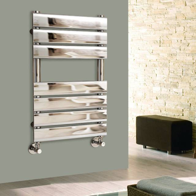 WarmeHaus Heated Towel Rail Radiator For Bathroom Ladder Flat Panel Chrome 650x400mm