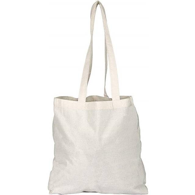 eBuyGB Pack of 100 Cotton Shopper Canvas & Beach Tote Bag, 42 cm, Beige