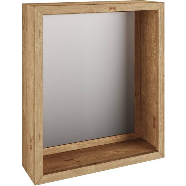 Giddings Wood Framed Wall Mounted Bathroom / Vanity Mirror - Wild Oak (65cm H  x 56cm W)