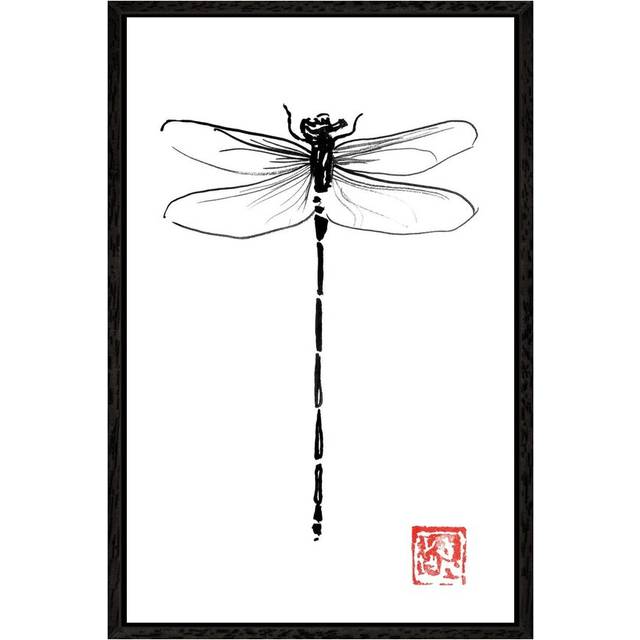 Dragonfly - Print on Canvas - Black Framed (152.4cm H x 101.6cm W x 3.81cm D)