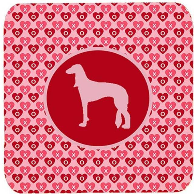 Saluki Valentine Hearts Foam Coasters - Set 4, 3.5 x 3.5 In.