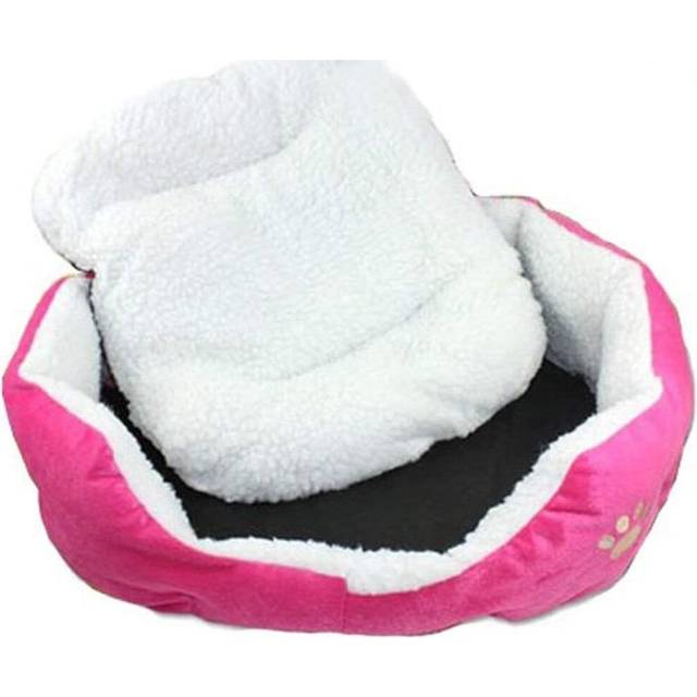 Cute paw print comfortable pet dog cat puppy kitten nest mat soft wool bed (pink)