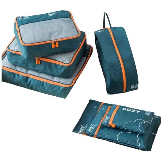 7 Pieces Set Travel Organizer Storage Bags Suitcase Portable Luggage Organizer Clothes Shoe Tidy Pouch Packing Set , 1
