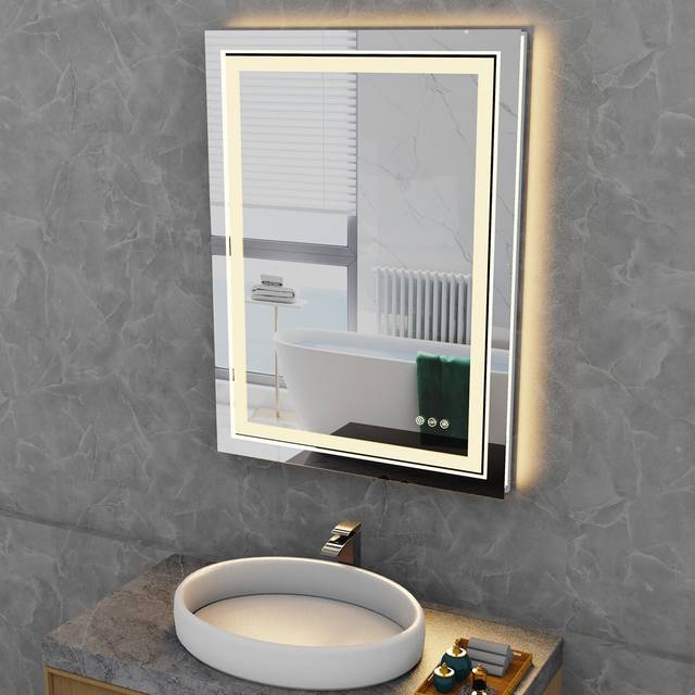 Allenby Lighted Wall Mounted Makeup Mirror (70 H x 90 W)