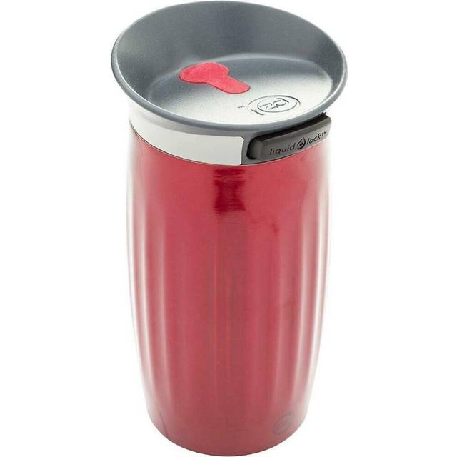 Thermal Travel Mug Flask Stainless Steel Double Wall, Button Lid, 350ml / 12 oz