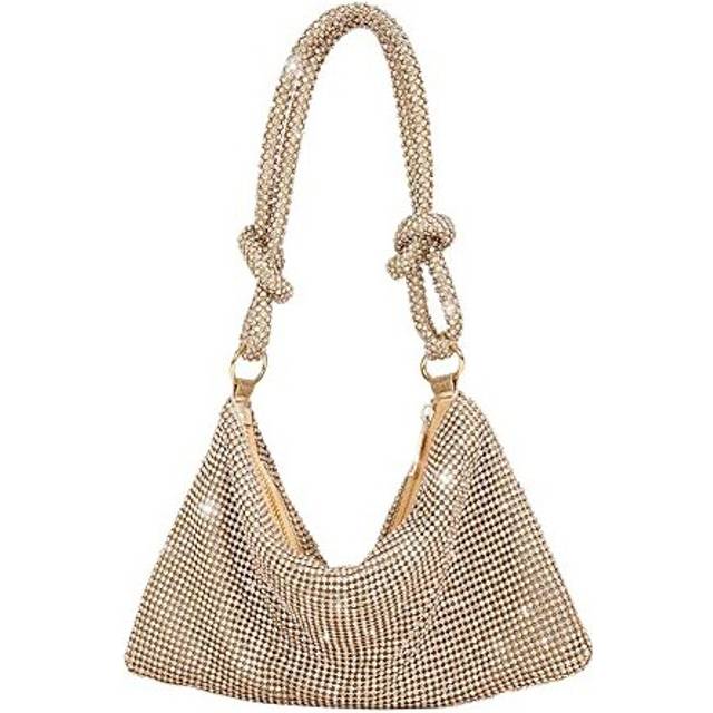 LYEAA Fashion Moon Shape Clutch, Rhinestones Evening Clutch Bag for Women Shiny Crystal Dinner Party Wedding Purses Handbag Designer Female Underarm