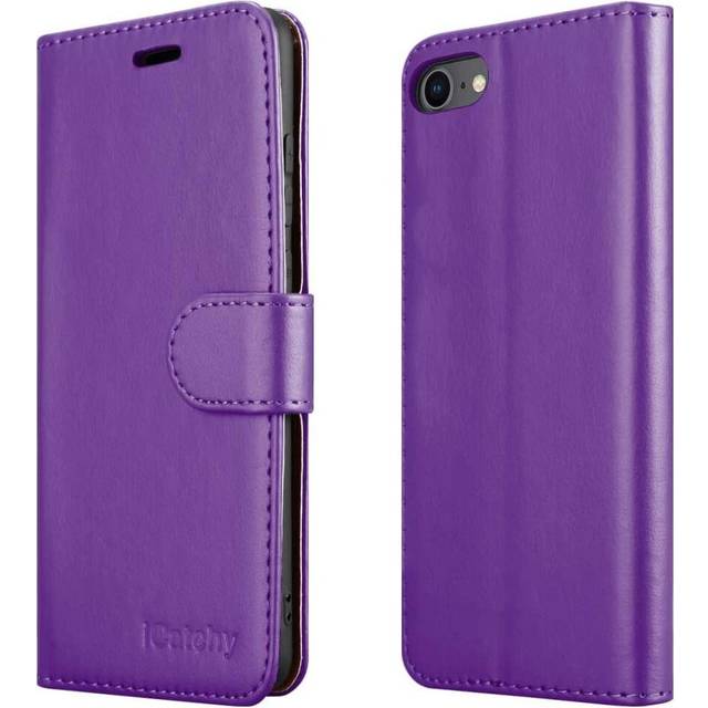 (Purple) For iPhone SE 2020 Phone Wallet Book Leather Case