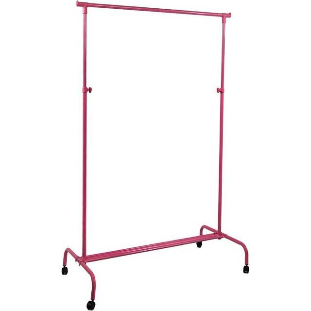 Single Clothes Rail Garment Rack Wheels Adjustable