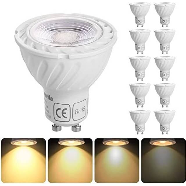10 Pack GU10 LED Bulbs Dimmable, Warm White 2700K, 5W(50W Halogen Spotlight Replacement), LED Spot Lights for Ceiling, 38Beam Angle, 350LM Energy