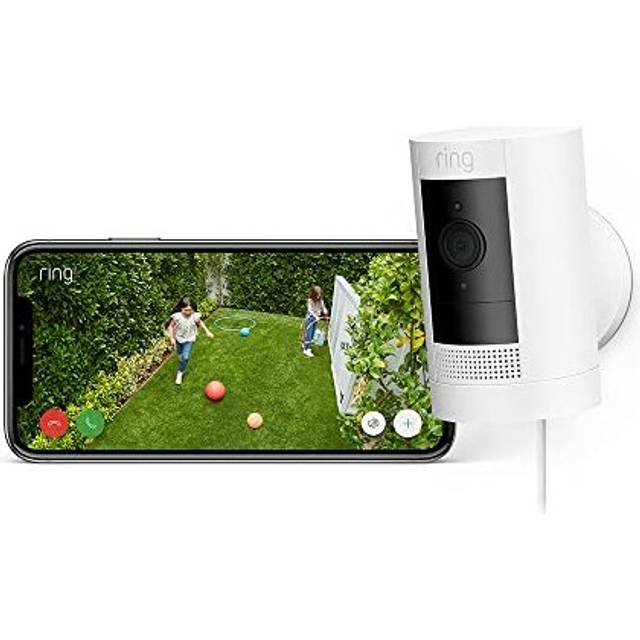Ring Outdoor Camera Plug-In (Stick Up Cam) | HD outdoor Security Camera with 1080p video, Two-Way Talk, Wifi, Works with Alexa