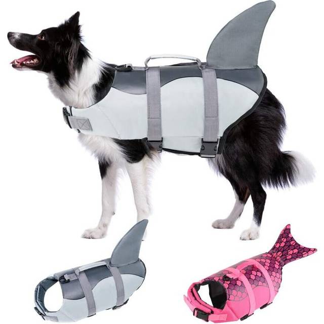 Large Dog Life Jacket, Dog Life Vests for Swimming, Float Coat Swimsuits Flotation Device Life Preserver-Silver grey m
