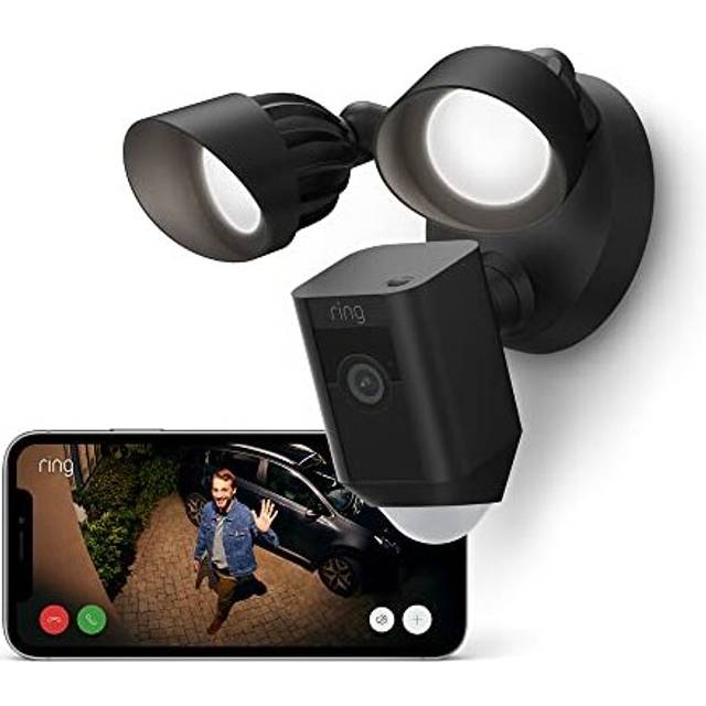Ring Floodlight Cam Wired Plus by Amazon | Outdoor Security Camera 1080p HD Video, LED Floodlights, Siren, Wifi, Hardwired | Black