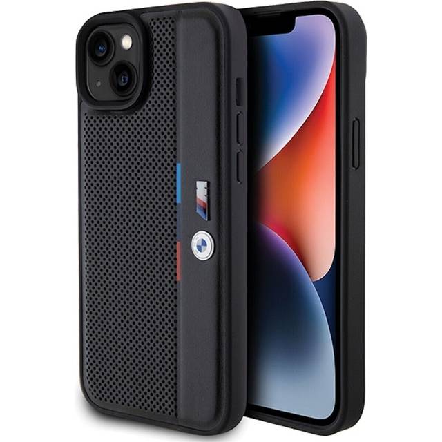 BMW iPhone 15/14 Plus Mobilskal Perforated Tricolor Line - Svart