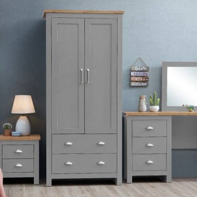 Lisbon 2 Door Wardrobe - Light Grey, Grey