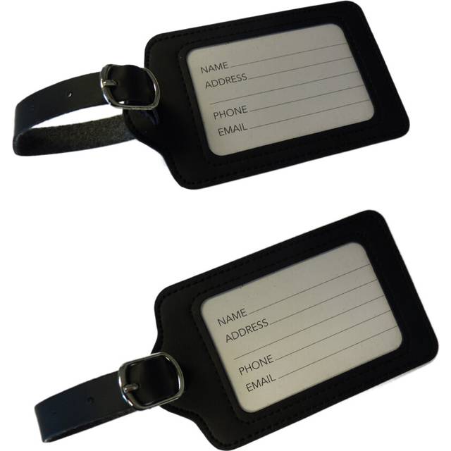 2pk Trixes Black Faux Leather Luggage Tags | Luggage Labels